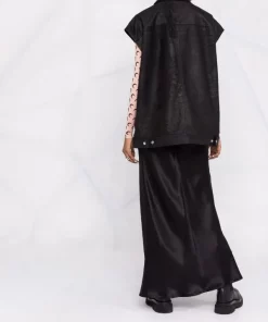 ( Nouvelle Collection ) Rick Owens 09 BLACK Gilet En Cuir à Mancherons Femme -Rick Owens Soldes 17745181 37294788 600