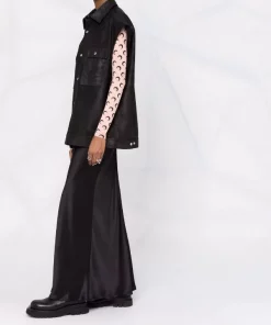 ( Nouvelle Collection ) Rick Owens 09 BLACK Gilet En Cuir à Mancherons Femme -Rick Owens Soldes 17745181 37295211 600