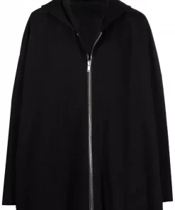 ( Nouvelle Collection ) Rick Owens Hoodie Zippé à Ourlet Plus Long Au Dos Homme