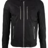 ( Nouvelle Collection ) Rick Owens 09 BLACK Veste En Cuir à Fermeture Zippée Homme