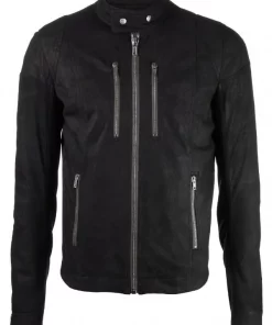 ( Nouvelle Collection ) Rick Owens 09 BLACK Veste En Cuir à Fermeture Zippée Homme