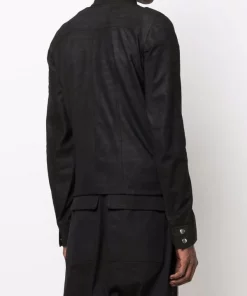 ( Nouvelle Collection ) Rick Owens 09 BLACK Veste En Cuir à Fermeture Zippée Homme -Rick Owens Soldes 17745292 37262341 600