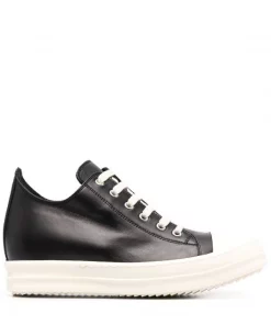 ( Nouvelle Collection ) Rick Owens Baskets Montantes à Lacets 9111 BLACK/MILK/MILK