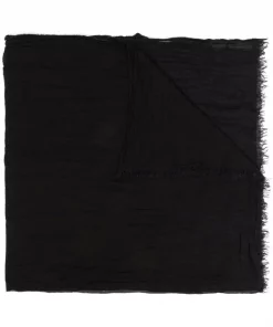 ( Nouvelle Collection ) Rick Owens écharpe En Maille Fine à Bords Francs 09 BLACK