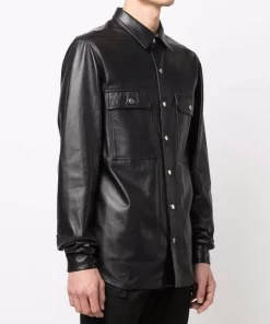 ( Nouvelle Collection ) Rick Owens Veste En Cuir à Boutonnière Homme -Rick Owens Soldes 17747913 37270316 600