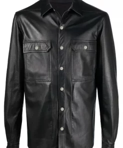 ( Nouvelle Collection ) Rick Owens Veste En Cuir à Boutonnière Homme