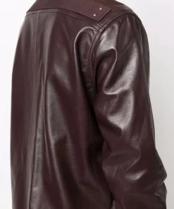 ( Nouvelle Collection ) Rick Owens Veste En Cuir à Boutonnière 64 OXBLOOD BORDEAUX -Rick Owens Soldes 17747916 37267999 600