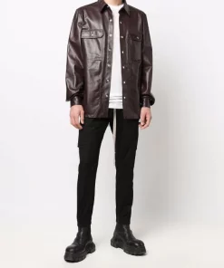 ( Nouvelle Collection ) Rick Owens Veste En Cuir à Boutonnière 64 OXBLOOD BORDEAUX -Rick Owens Soldes 17747916 37270003 600