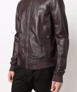 ( Nouvelle Collection ) Rick Owens Veste En Cuir à Fermeture Zippée Homme -Rick Owens Soldes 17748749 37271350 600