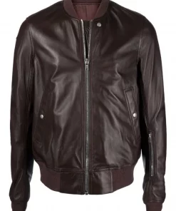 ( Nouvelle Collection ) Rick Owens Veste En Cuir à Fermeture Zippée Homme