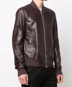 ( Nouvelle Collection ) Rick Owens Veste En Cuir à Fermeture Zippée Homme -Rick Owens Soldes 17748749 37272367 600