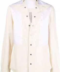 ( Nouvelle Collection ) Rick Owens Chemise à Design à Empiècements 21110 WHITE