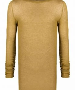 ( Nouvelle Collection ) Rick Owens 72 SULPHATE T-shirt Fogachine Nervuré à Manches Longues Homme