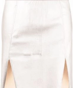 ( Nouvelle Collection ) Rick Owens Minijupe à Fini Métallisé 98 WARM SILVER