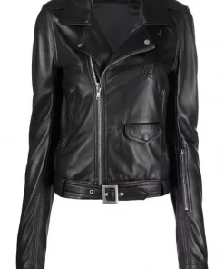 ( Nouvelle Collection ) Rick Owens 09 BLACK Veste De Moto En Cuir Femme