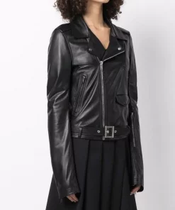 ( Nouvelle Collection ) Rick Owens 09 BLACK Veste De Moto En Cuir Femme -Rick Owens Soldes 17762465 37408188 600