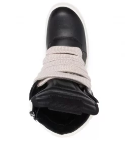 ( Nouvelle Collection ) Rick Owens 9111 BLACK/MILK/MILK Baskets Montantes Geobasket Femme -Rick Owens Soldes 17762560 37318649 600