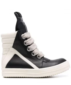 ( Nouvelle Collection ) Rick Owens 9111 BLACK/MILK/MILK Baskets Montantes Geobasket Femme