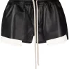 Rick Owens 09 BLACK Short En Cuir à Lien De Resserrage Femme