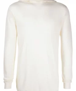 ( Nouvelle Collection ) Rick Owens NATURAL Hoodie En Maille Fine Homme