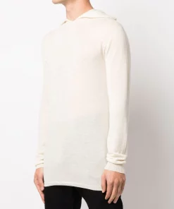 ( Nouvelle Collection ) Rick Owens NATURAL Hoodie En Maille Fine Homme -Rick Owens Soldes 17763856 37512642 600