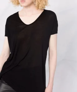 ( Nouvelle Collection ) Rick Owens 09 NERO T-shirt à Encolure Ronde Femme -Rick Owens Soldes 17764624 37347919 600