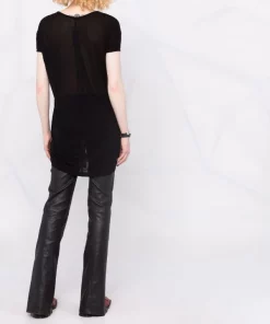 ( Nouvelle Collection ) Rick Owens 09 NERO T-shirt à Encolure Ronde Femme -Rick Owens Soldes 17764624 37349152 600