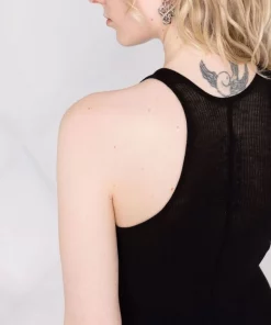 ( Nouvelle Collection ) Rick Owens 09 BLACK Robe-débardeur Nervurée Femme -Rick Owens Soldes 17765471 37372427 600