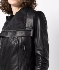 ( Nouvelle Collection ) Rick Owens Veste De Moto à Col à Rabat Femme -Rick Owens Soldes 17765712 37384892 600