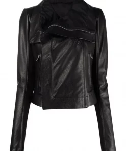 ( Nouvelle Collection ) Rick Owens Veste De Moto à Col à Rabat Femme