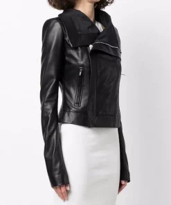 ( Nouvelle Collection ) Rick Owens Veste De Moto à Col à Rabat Femme -Rick Owens Soldes 17765712 37386402 600