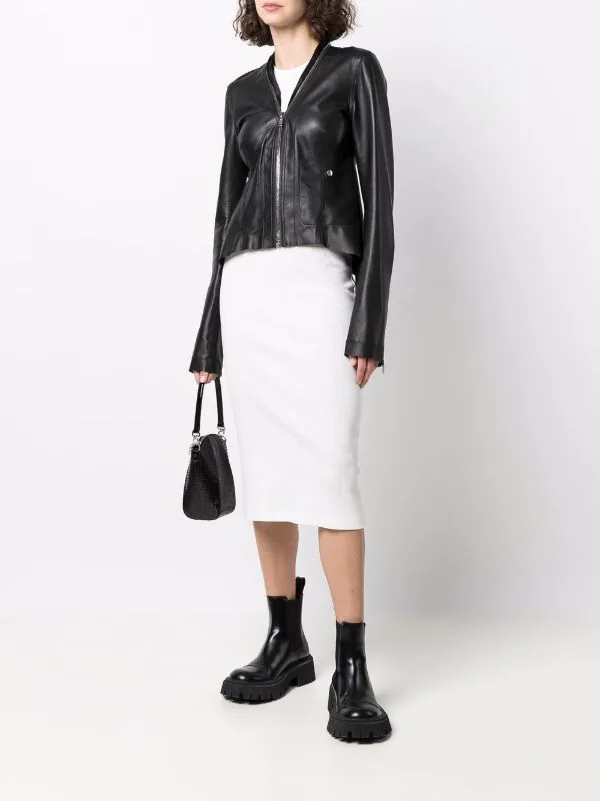 ( Nouvelle Collection ) Rick Owens Veste En Cuir à Ourlet Asymétrique 09 BLACK 4 ( Nouvelle Collection ) Rick Owens Veste En Cuir à Ourlet Asymétrique 09 BLACK – Image 2