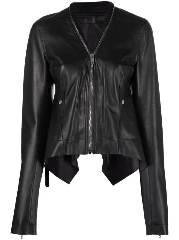 ( Nouvelle Collection ) Rick Owens Veste En Cuir à Ourlet Asymétrique 09 BLACK 3 ( Nouvelle Collection ) Rick Owens Veste En Cuir à Ourlet Asymétrique 09 BLACK