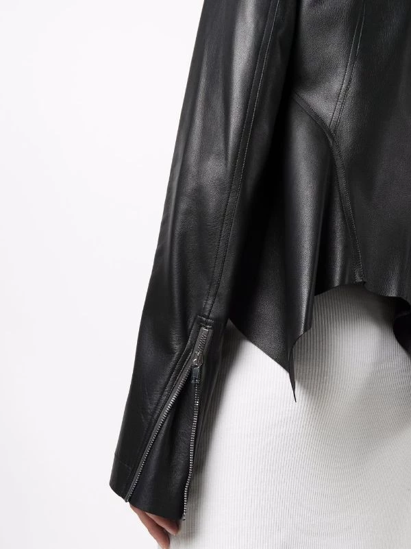 ( Nouvelle Collection ) Rick Owens Veste En Cuir à Ourlet Asymétrique 09 BLACK 7 ( Nouvelle Collection ) Rick Owens Veste En Cuir à Ourlet Asymétrique 09 BLACK – Image 5
