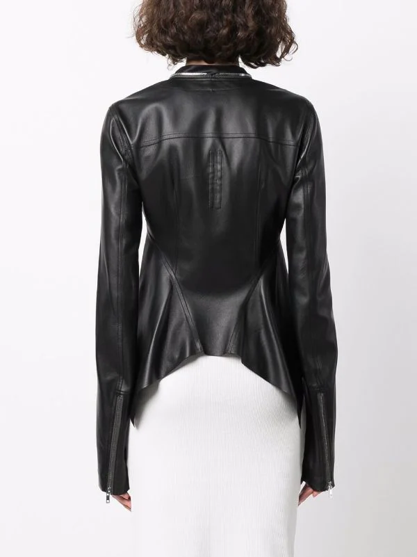 ( Nouvelle Collection ) Rick Owens Veste En Cuir à Ourlet Asymétrique 09 BLACK 6 ( Nouvelle Collection ) Rick Owens Veste En Cuir à Ourlet Asymétrique 09 BLACK – Image 4
