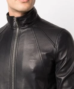 Rick Owens Veste En Cuir à Design à Empiècements 09 BLACK -Rick Owens Soldes 17782797 37557215 600