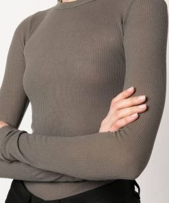 ( Nouvelle Collection ) Rick Owens Haut En Maille Nervurée à Manches Longues 34 DUST -Rick Owens Soldes 17783769 37511941 600