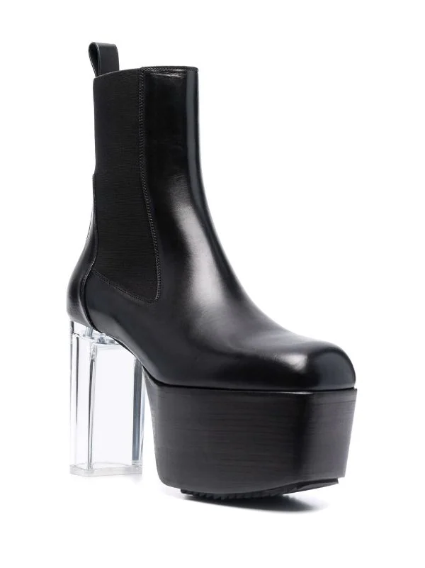 ( Nouvelle Collection ) Rick Owens BLACK Bottines à Talon Transparent Homme 4 ( Nouvelle Collection ) Rick Owens BLACK Bottines à Talon Transparent Homme – Image 2