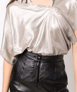 ( Nouvelle Collection ) Rick Owens Blouse à Effet Métallisé 98 WARM SILVER -Rick Owens Soldes 17800365 37448515 600