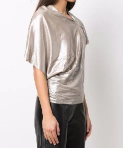 ( Nouvelle Collection ) Rick Owens Blouse à Effet Métallisé 98 WARM SILVER -Rick Owens Soldes 17800365 37448519 600