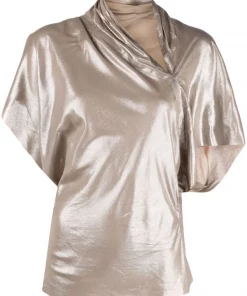 ( Nouvelle Collection ) Rick Owens Blouse à Effet Métallisé 98 WARM SILVER