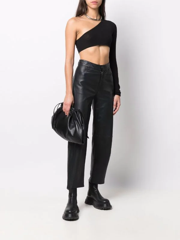 ( Positively Conscious ) Rick Owens Haut Crop à Design à Une épaule Femme 4 ( Positively Conscious ) Rick Owens Haut Crop à Design à Une épaule Femme – Image 2