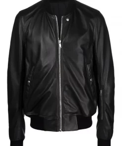 ( Nouvelle Collection ) Rick Owens 09 BLACK Veste Zippée En Cuir Homme