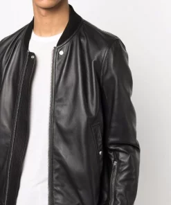 ( Nouvelle Collection ) Rick Owens 09 BLACK Veste Zippée En Cuir Homme -Rick Owens Soldes 17801287 37422089 600