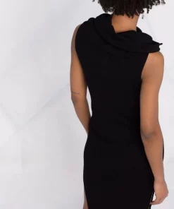 ( Nouvelle Collection ) Rick Owens Robe Nervurée En Laine à Fentes 09 BLACK -Rick Owens Soldes 17814601 37671006 600