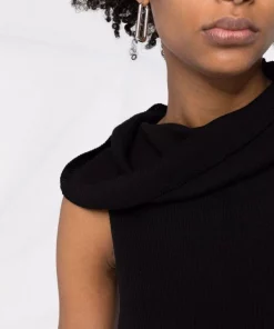 ( Nouvelle Collection ) Rick Owens Robe Nervurée En Laine à Fentes 09 BLACK -Rick Owens Soldes 17814601 37671009 600