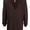 ( Nouvelle Collection ) Rick Owens Pull En Maille Fine à Col V Profond 64 OXBLOOD -Rick Owens Soldes 17815721 38824549 600