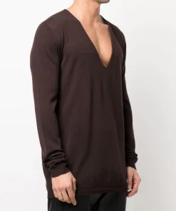 ( Nouvelle Collection ) Rick Owens Pull En Maille Fine à Col V Profond Homme -Rick Owens Soldes 17815725 38848269 600