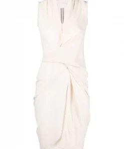 ( Nouvelle Collection ) Rick Owens Robe Ceinturée à Col V 21 NATURAL