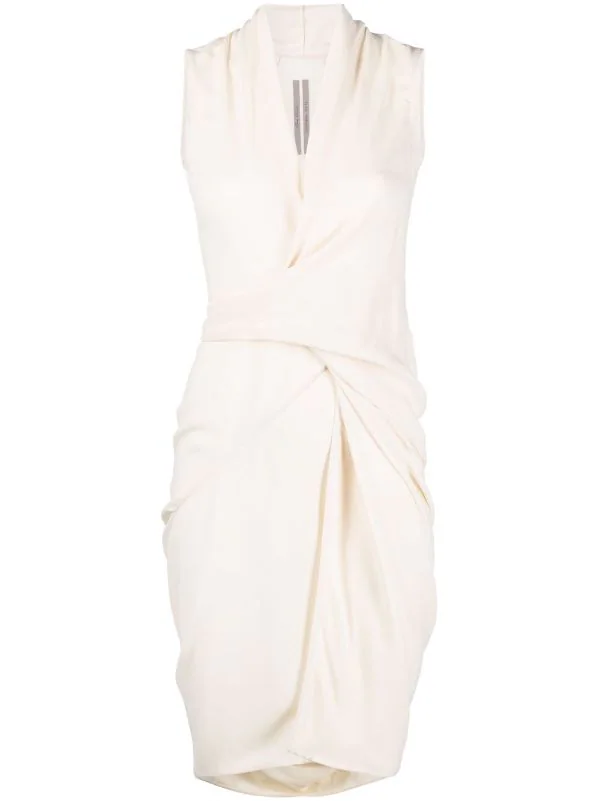 ( Nouvelle Collection ) Rick Owens Robe Ceinturée à Col V 21 NATURAL 3 ( Nouvelle Collection ) Rick Owens Robe Ceinturée à Col V 21 NATURAL